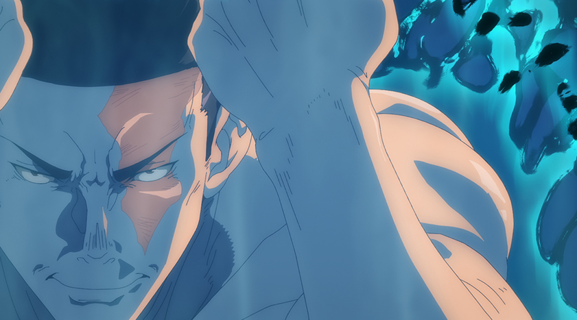 Aoi Todo raises his arm during the fight against Hanami.