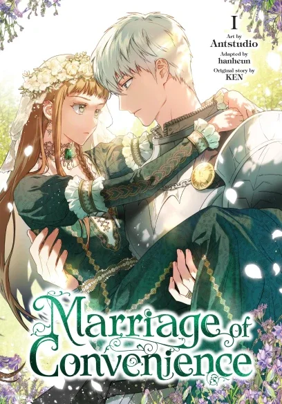 Bianca and Zachary embracing in formal clothes on Marriage of Convenience volume one