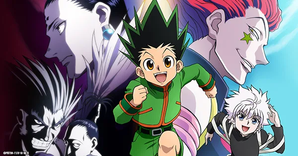 Official Hunter x Hunter anime promotional artwork featuring Gon and the principal cast